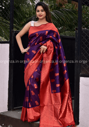 Purple Colour Lichi Silk Saree With Copper Zari - Orgenza Store - digisoch