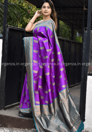 Light Purple Lichi Silk Saree - Orgenza Store