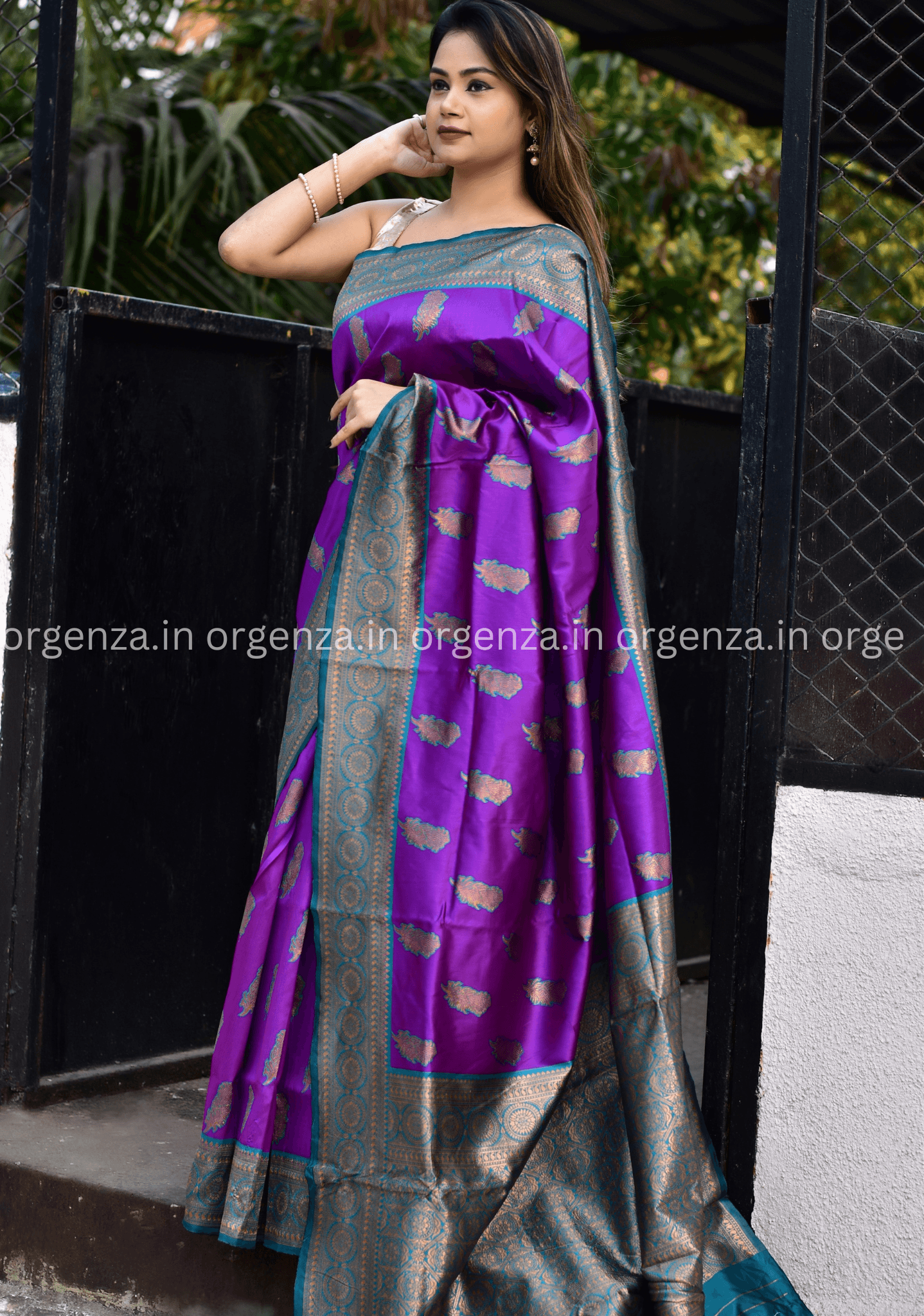 Light Purple Lichi Silk Saree - Orgenza Store