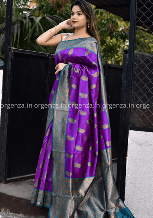 Light Purple Lichi Silk Saree - Orgenza Store