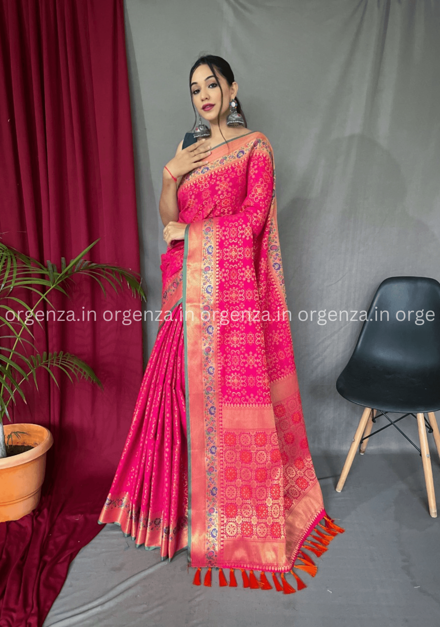 Pink Bandhej Patola Silk Saree - Orgenza Store