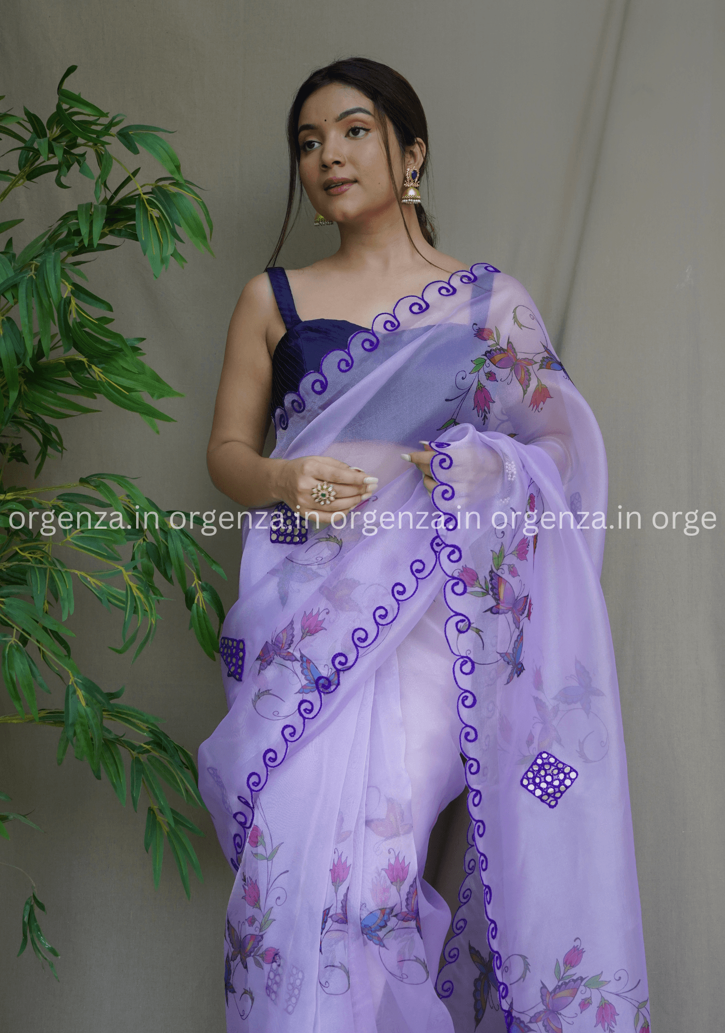 Purple Colour Floral Print With Gotta Work - Orgenza Store - digisoch