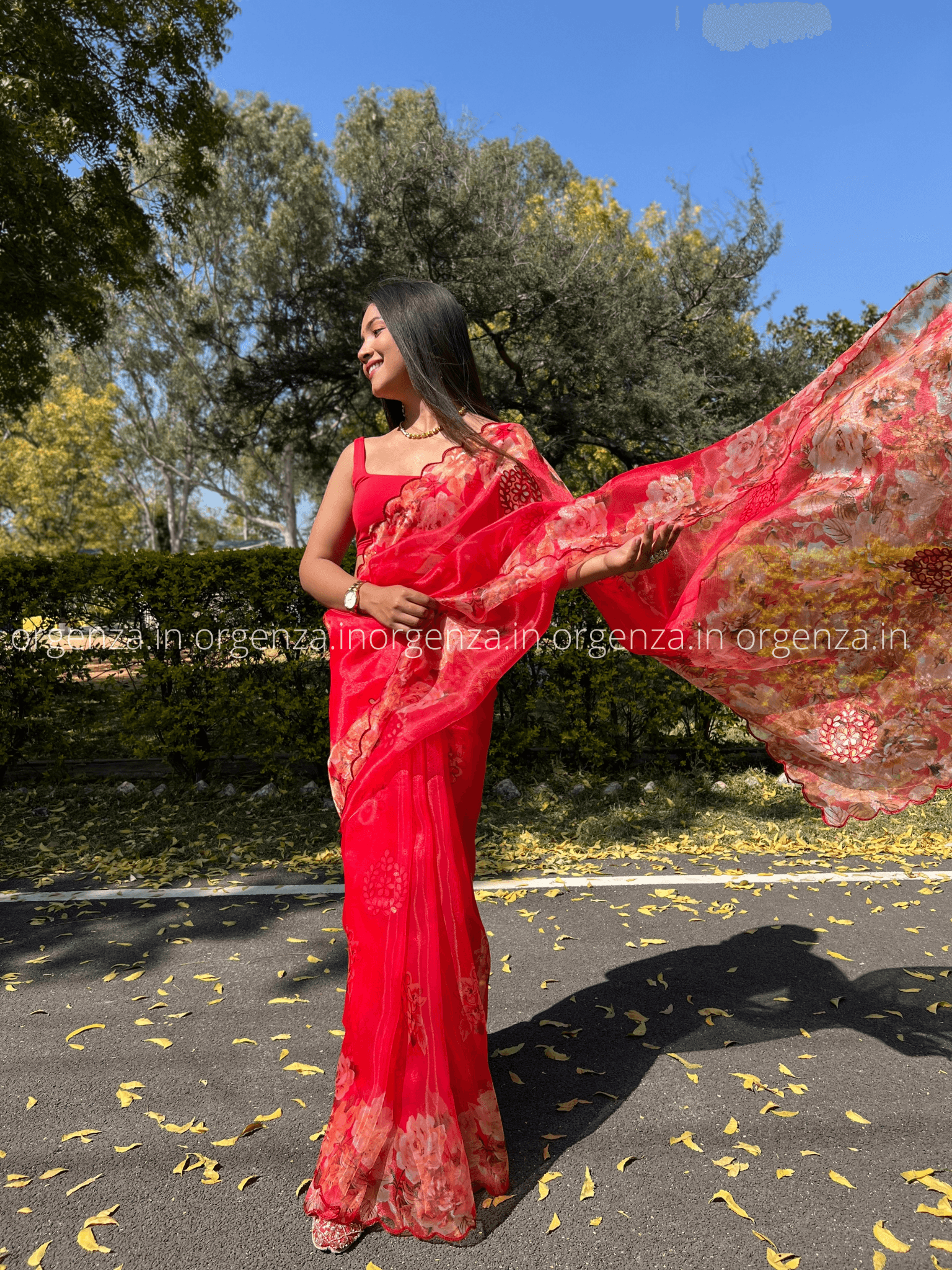 Organza With Flower Work - Orgenza Store