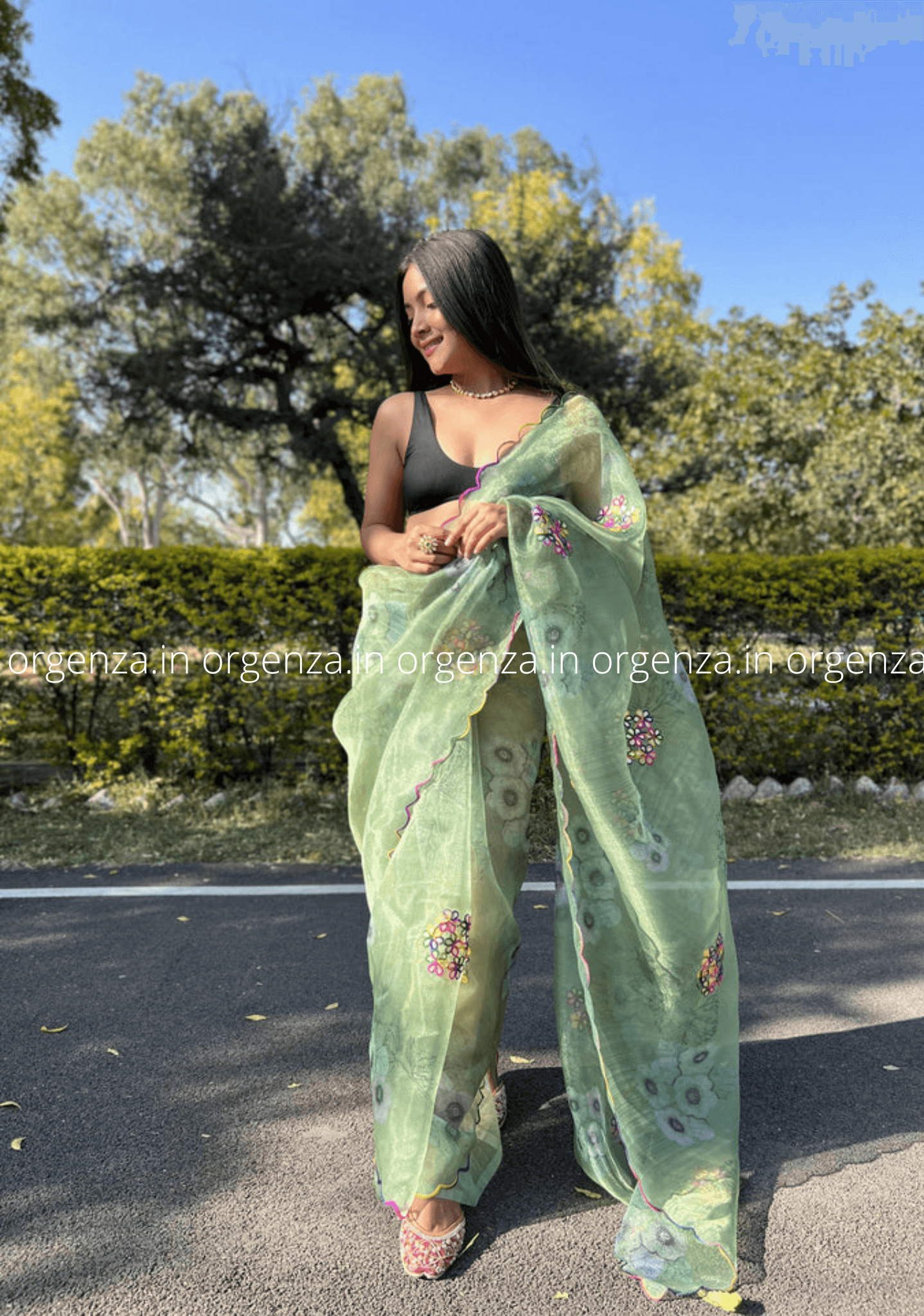 Orgenza Saree With Multi Colour Gotta Work - Orgenza Store