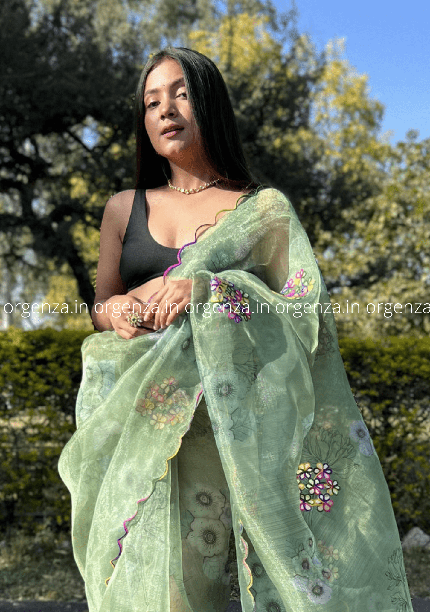 Orgenza Saree With Multi Colour Gotta Work - Orgenza Store