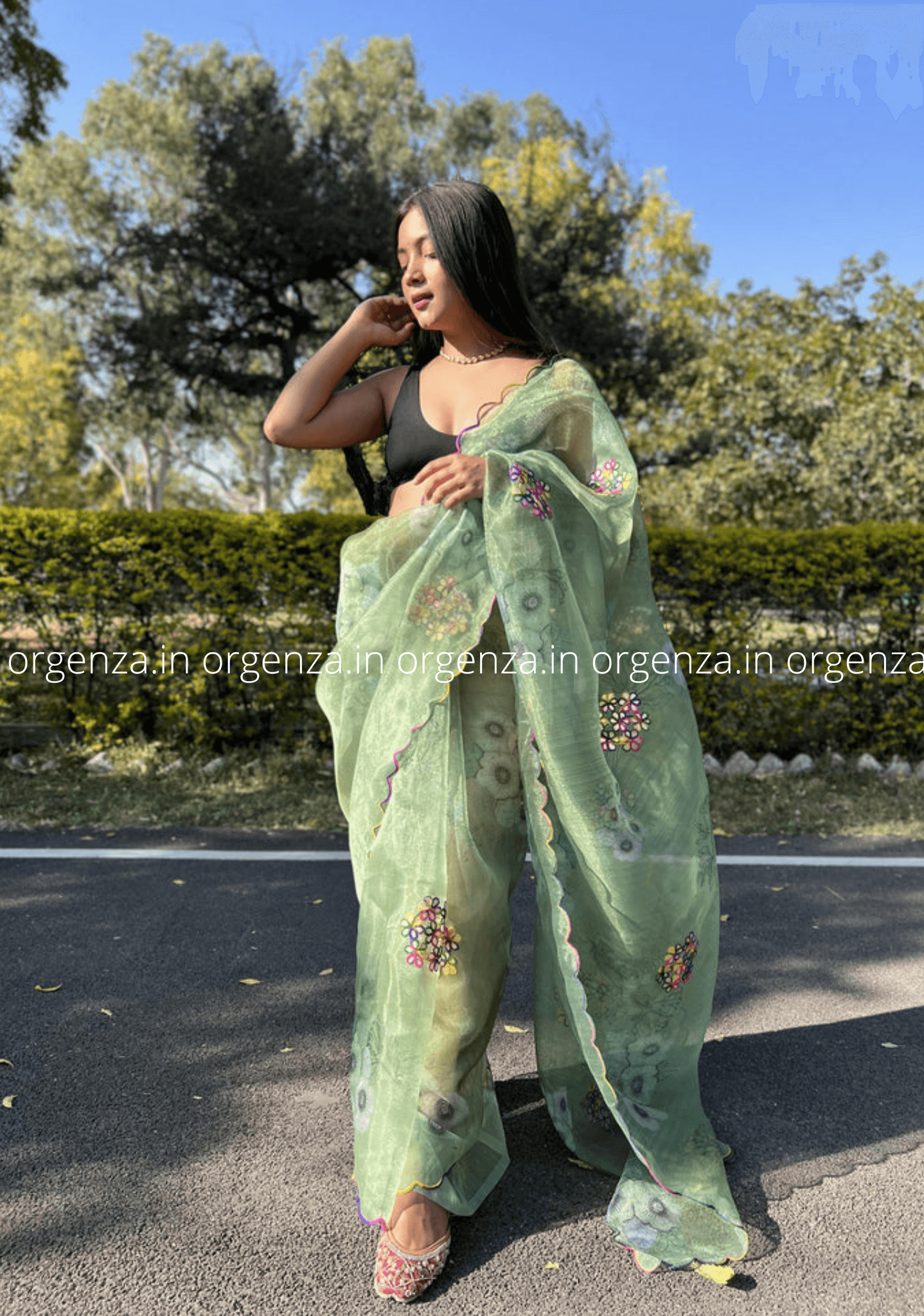 Orgenza Saree With Multi Colour Gotta Work - Orgenza Store