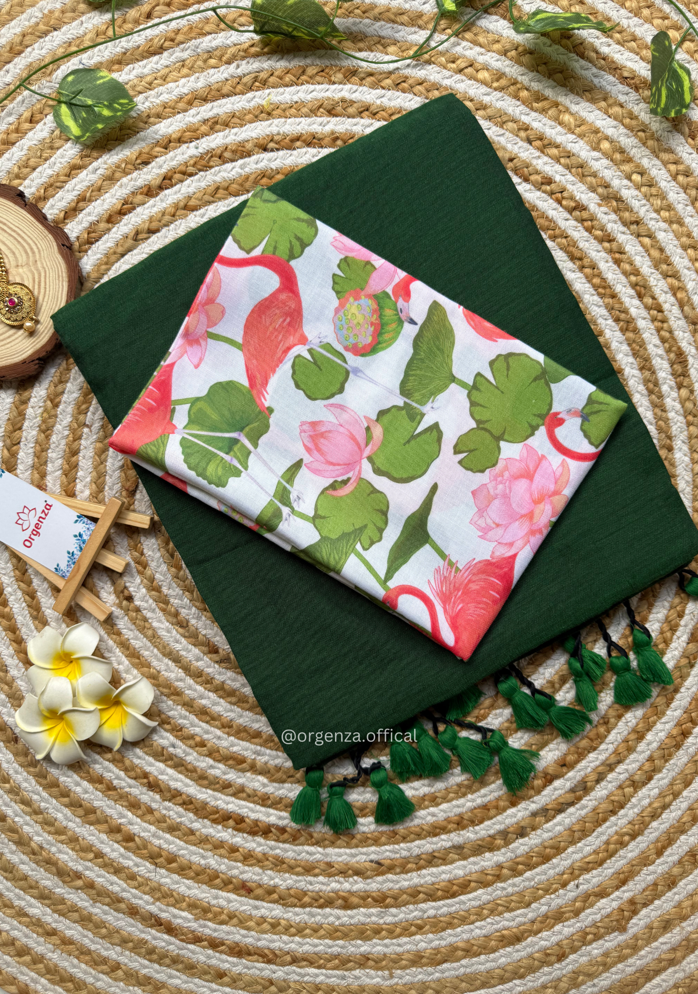 Green Colour Cotton Print Blouse With Lotus Print Blouse