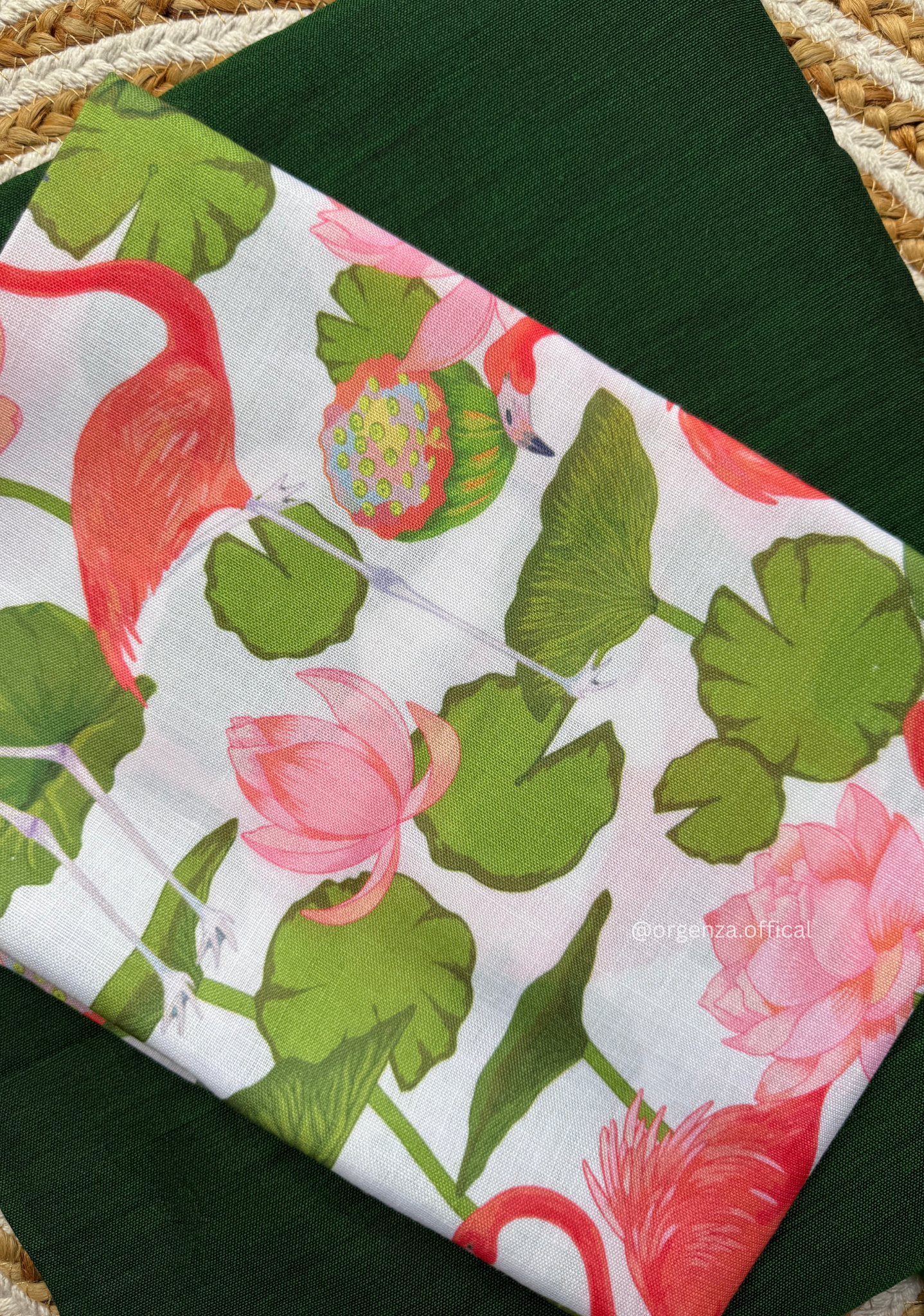 Green Colour Cotton Print Blouse With Lotus Print Blouse - Orgenza Store - digisoch