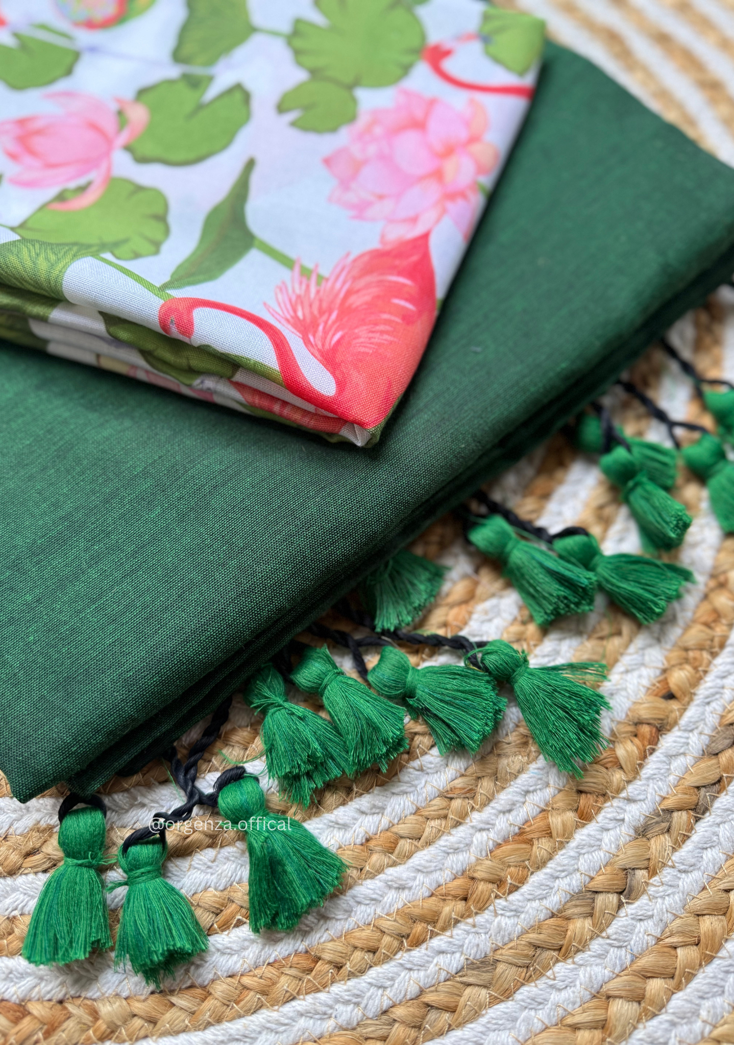 Green Colour Cotton Print Blouse With Lotus Print Blouse - Orgenza Store - digisoch