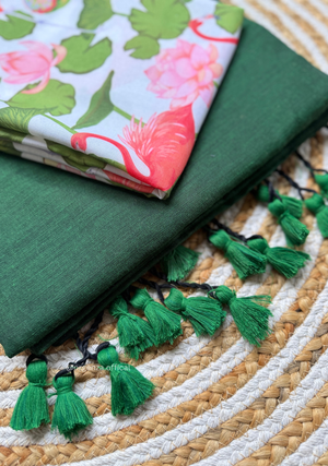 Green Colour Cotton Print Blouse With Lotus Print Blouse - Orgenza Store - digisoch
