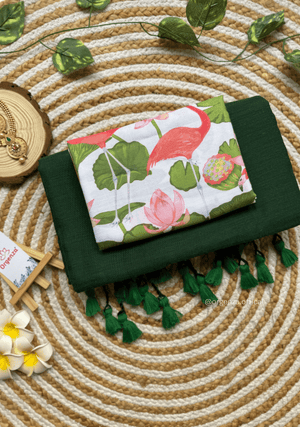 Green Colour Cotton Print Blouse With Lotus Print Blouse - Orgenza Store - digisoch