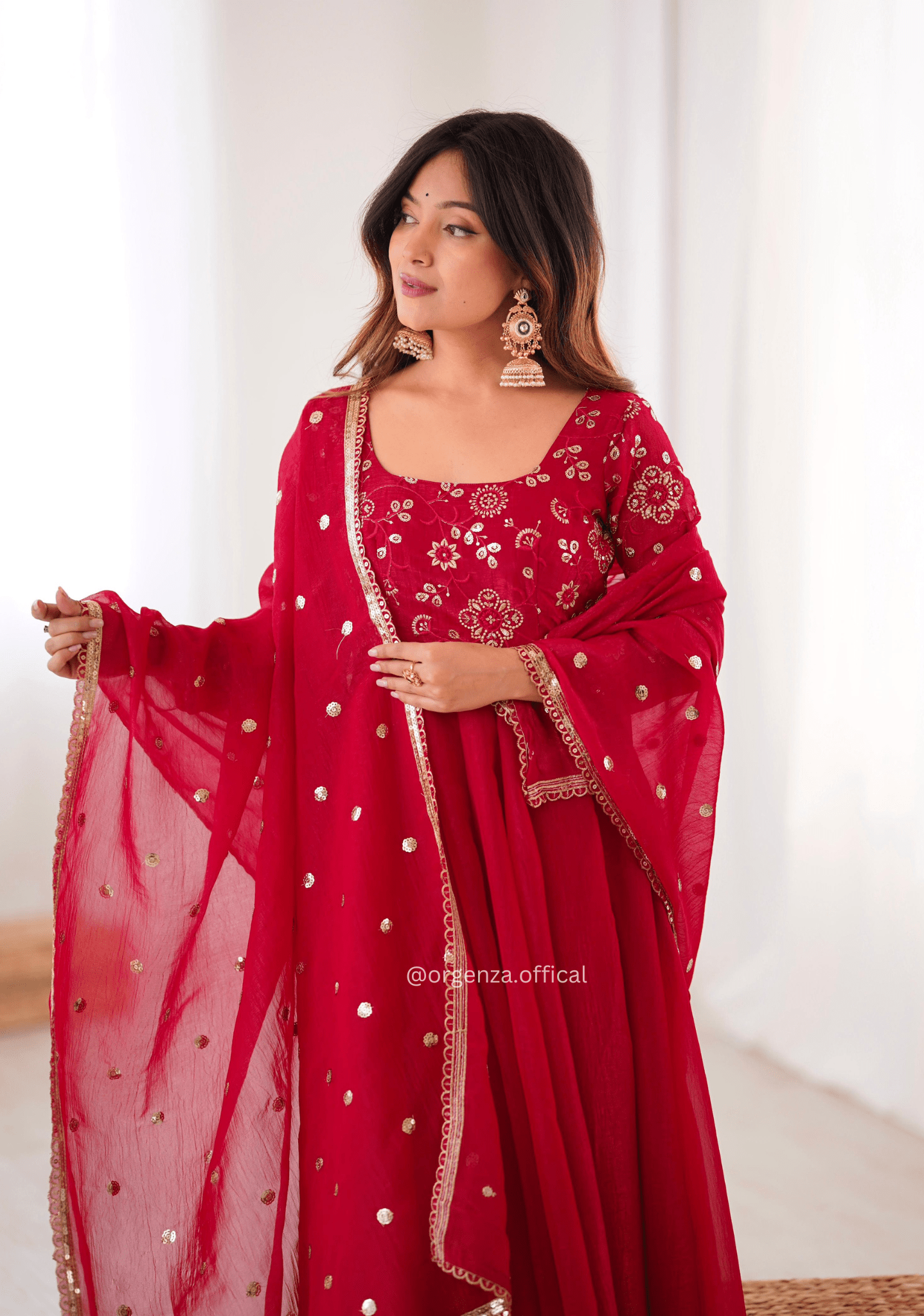 Premium Crunchy Silk Anarkali Suit Set with 4 Meter Flair & Lace Border Dupatta - Orgenza Store - digisoch