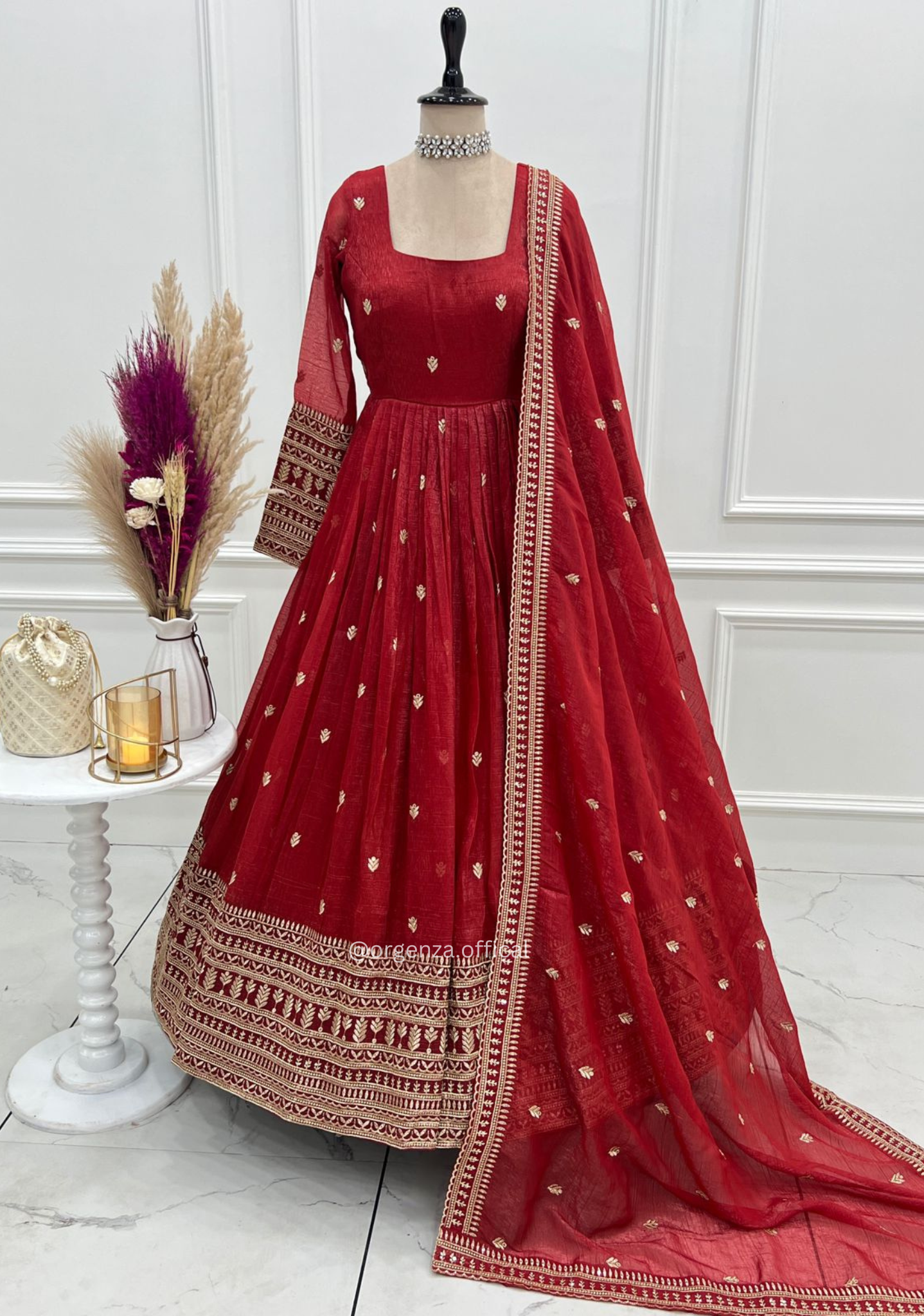 Bridal & Festive Special Pure Crunchy Silk Fully Flared Anarkali Set