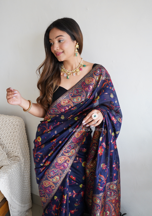 Kashmiri Kanchi Weaving Saree With Thread Work - Orgenza Store