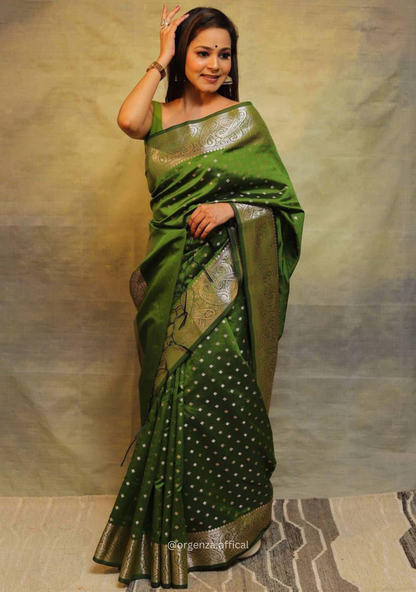 Lichi Silk Saree With Jacquard Zari Work