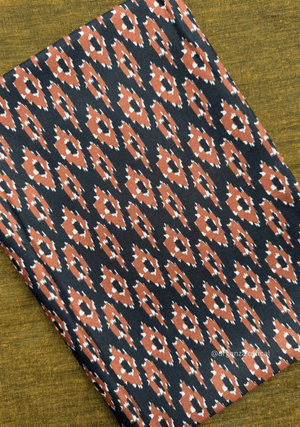 Mustered Yellow Colour Cotton Saree Navy Blue Print Blouse - Orgenza Store - digisoch