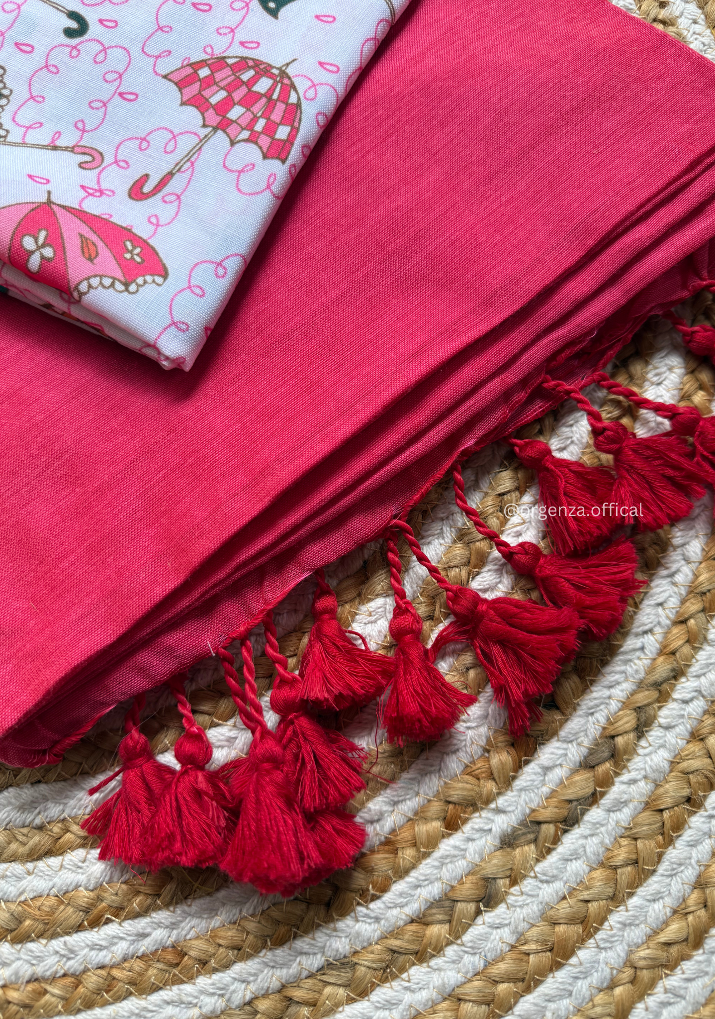 Pink Colour Cotton Saree With Umbrella Print Blouse