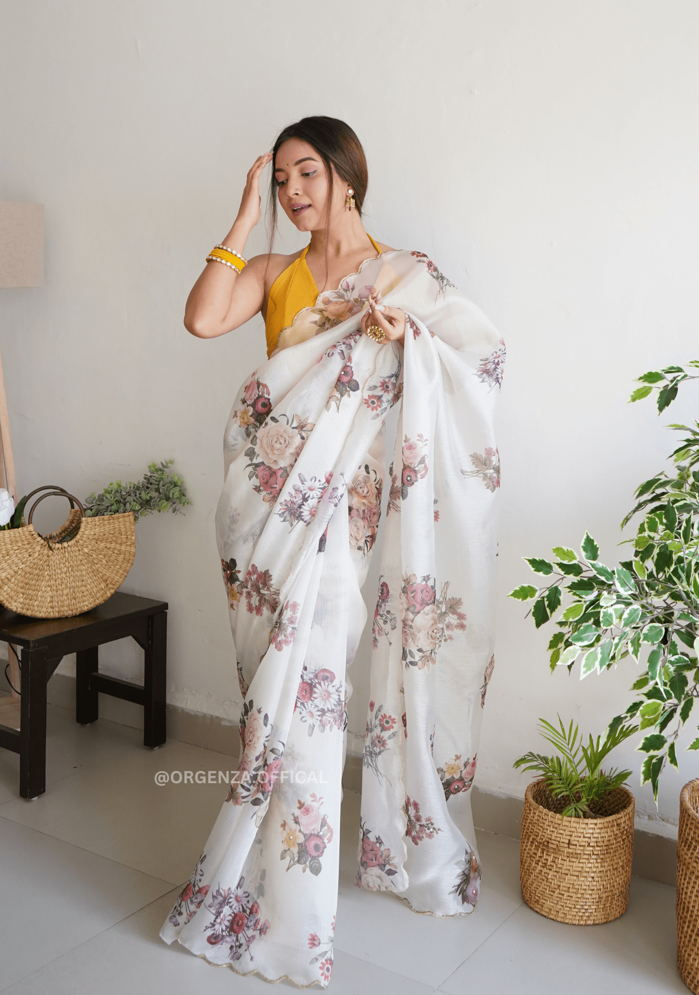 Organza Saree With Handwork - Orgenza Store - digisoch