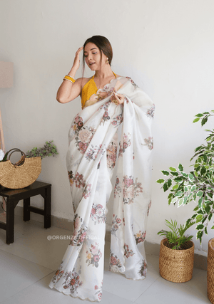 Organza Saree With Handwork - Orgenza Store - digisoch