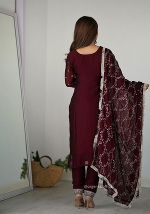 Rangoli Fabric Straight Fit Kurta With Dupatta Set - Orgenza Store