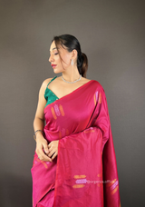 Dark Pink Colour Silk Saree With Zari Weaving