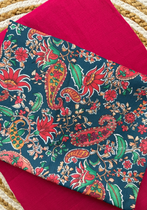 Pink Colour Cotton Saree With Kalamkari Print Blouse - Orgenza Store - digisoch