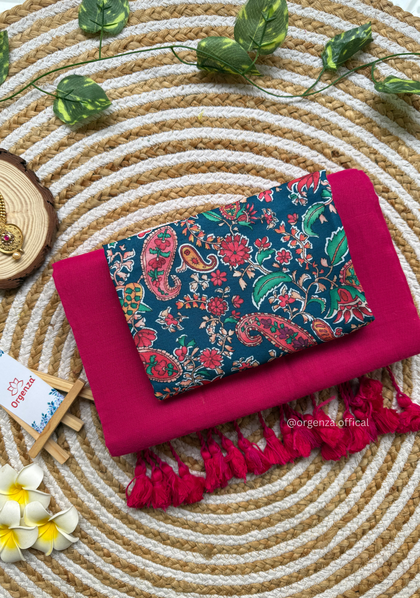 Pink Colour Cotton Saree With Kalamkari Print Blouse - Orgenza Store - digisoch