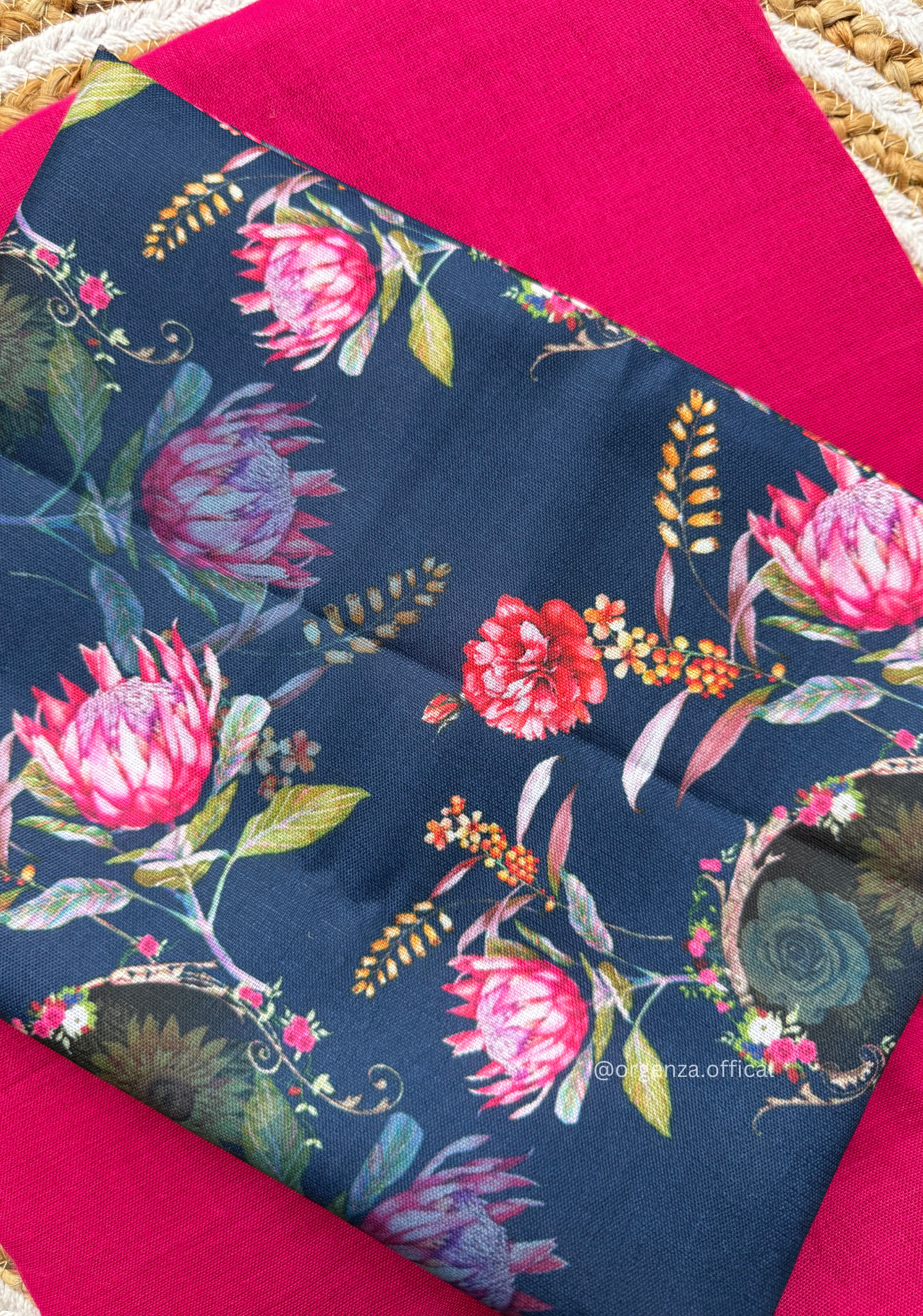 Pink Colour Cotton Saree With Flower Print Blouse - Orgenza Store - digisoch