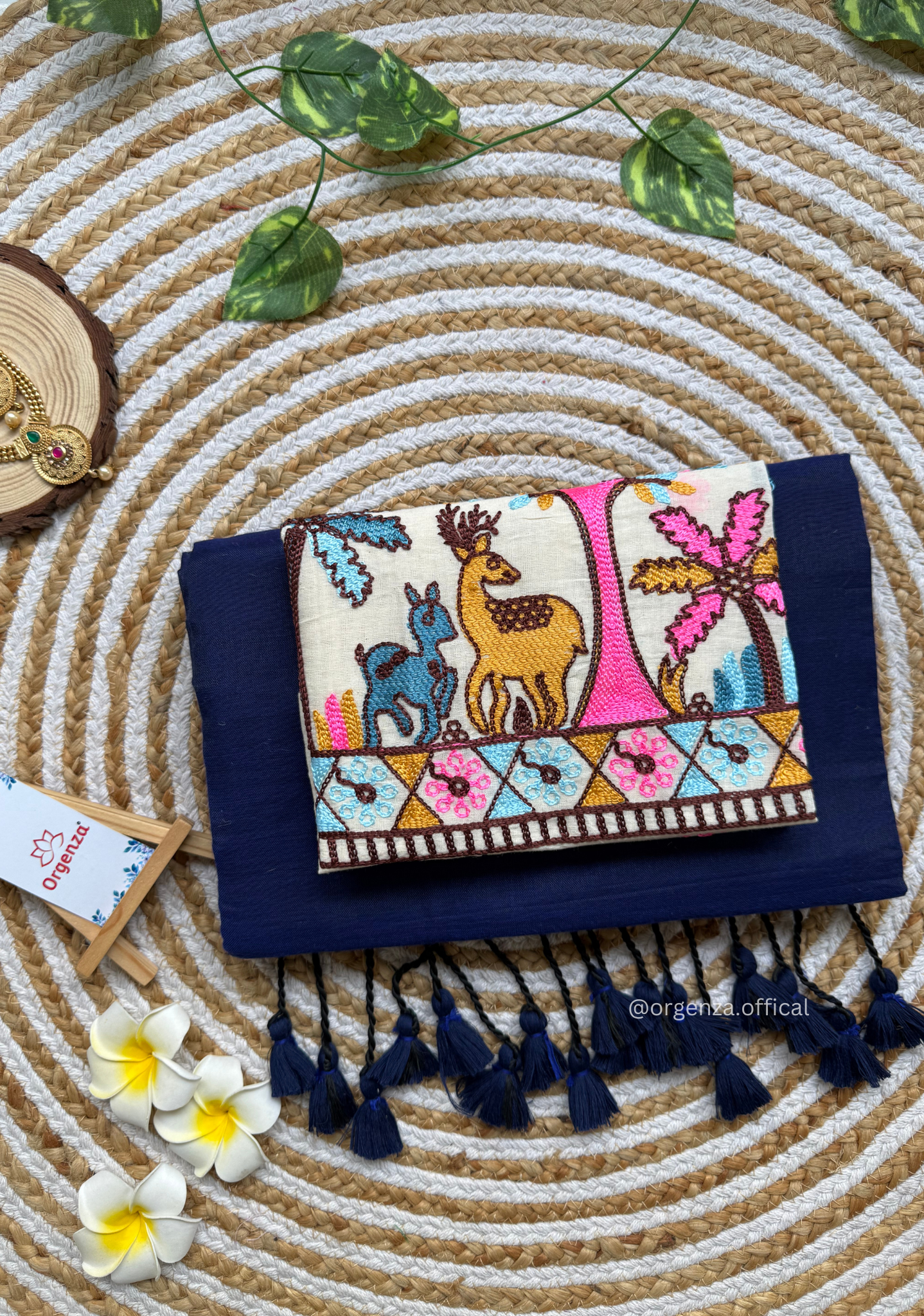 Blue Colour Cotton Saree With Deer Embroidery Blouse
