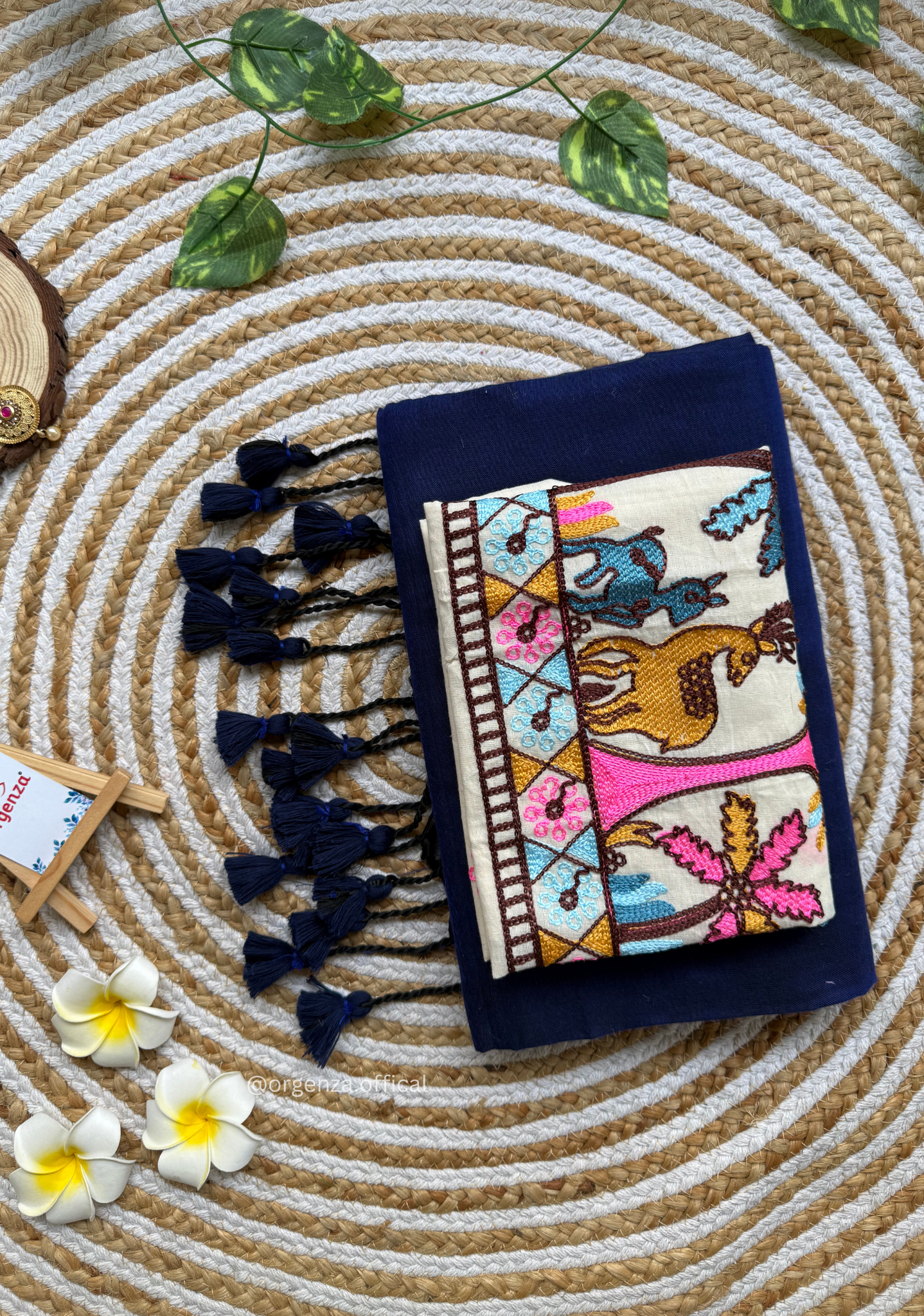 Blue Colour Cotton Saree With Deer Embroidery Blouse