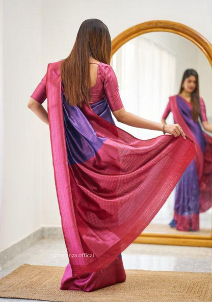 Purple Colour Lichi Silk Saree With Jacquard Zari Work