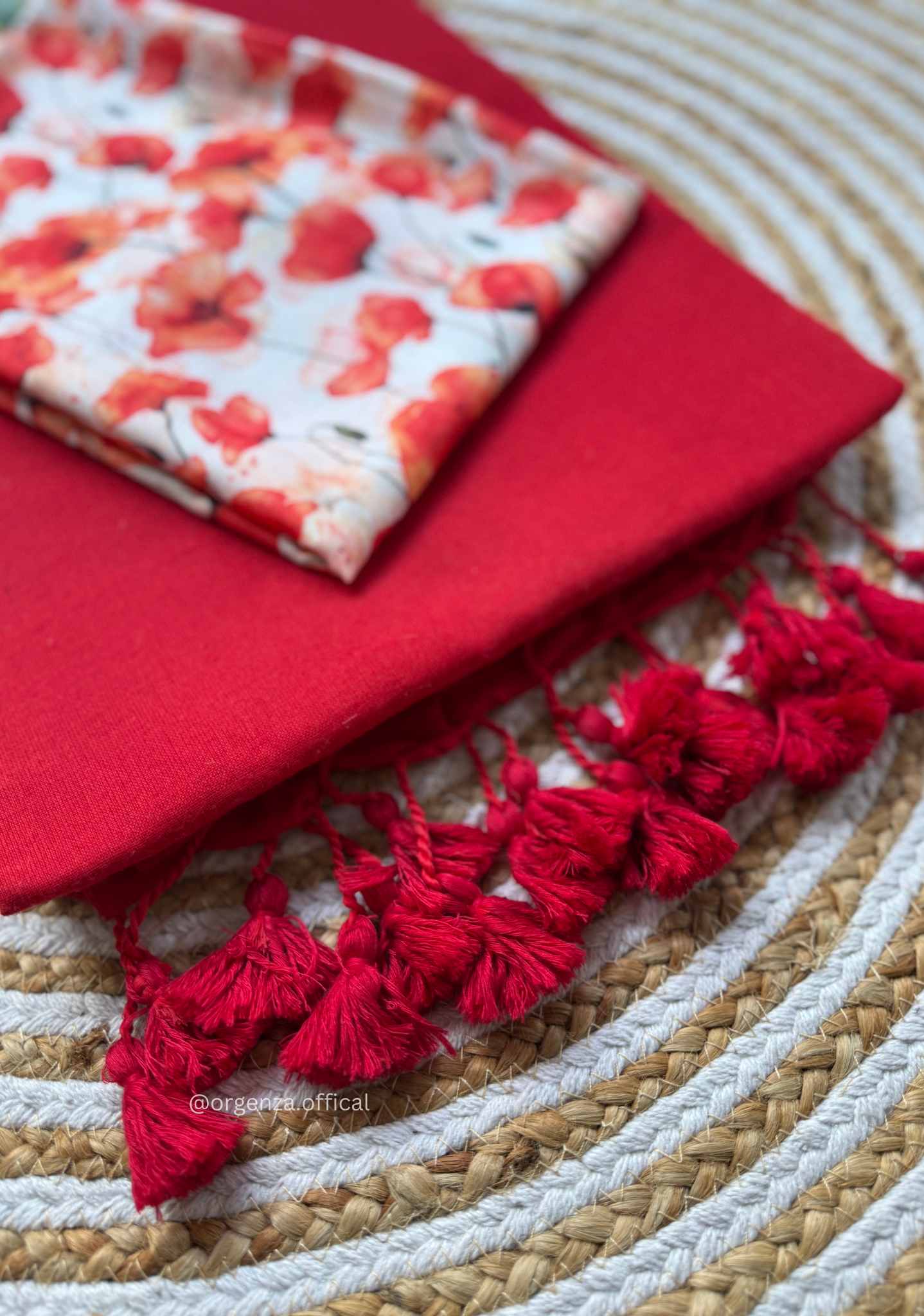 Red Colour Cotton Saree With Tulip Print Blouse