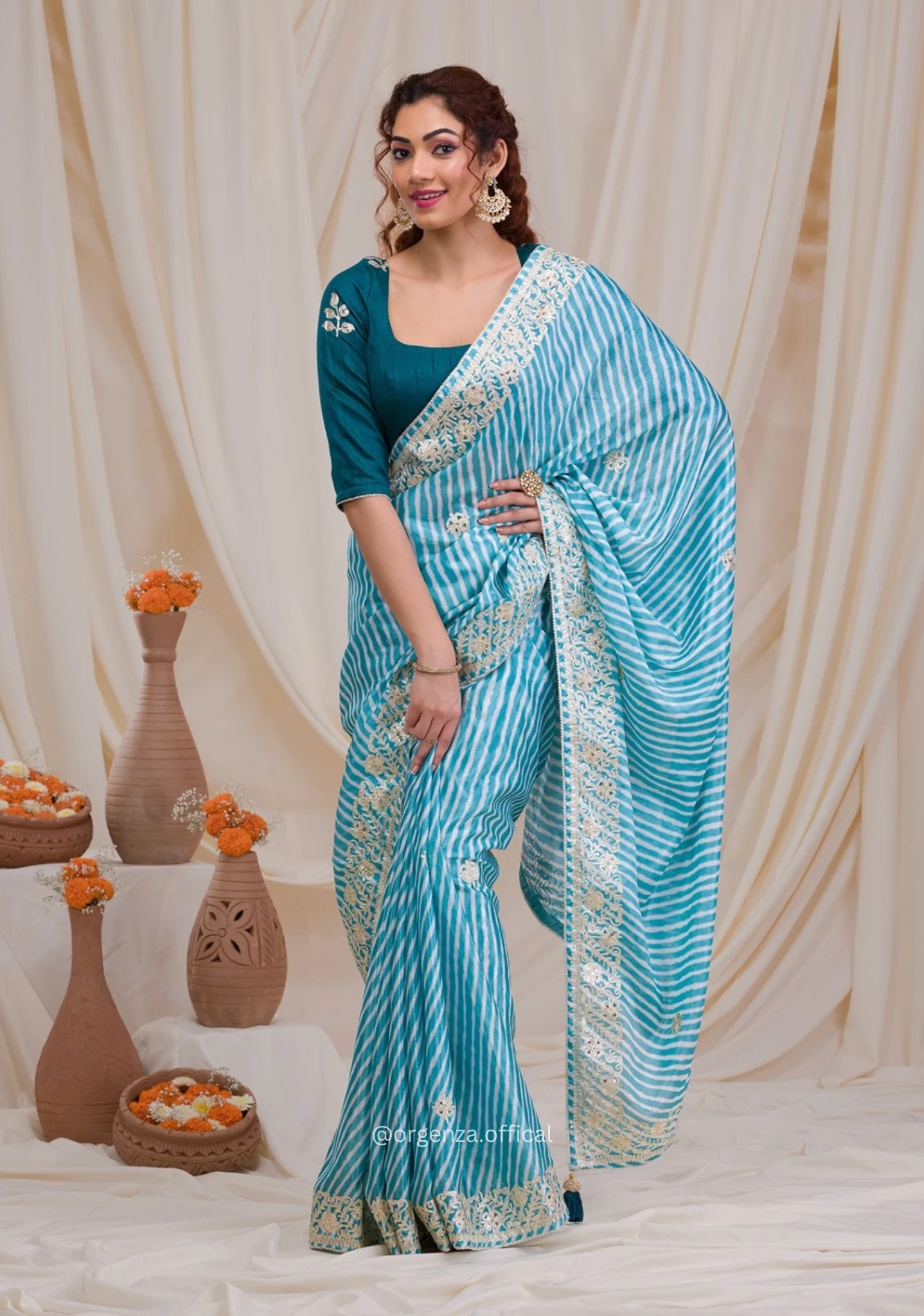 Rama Colour Chinnon Digital Print Saree