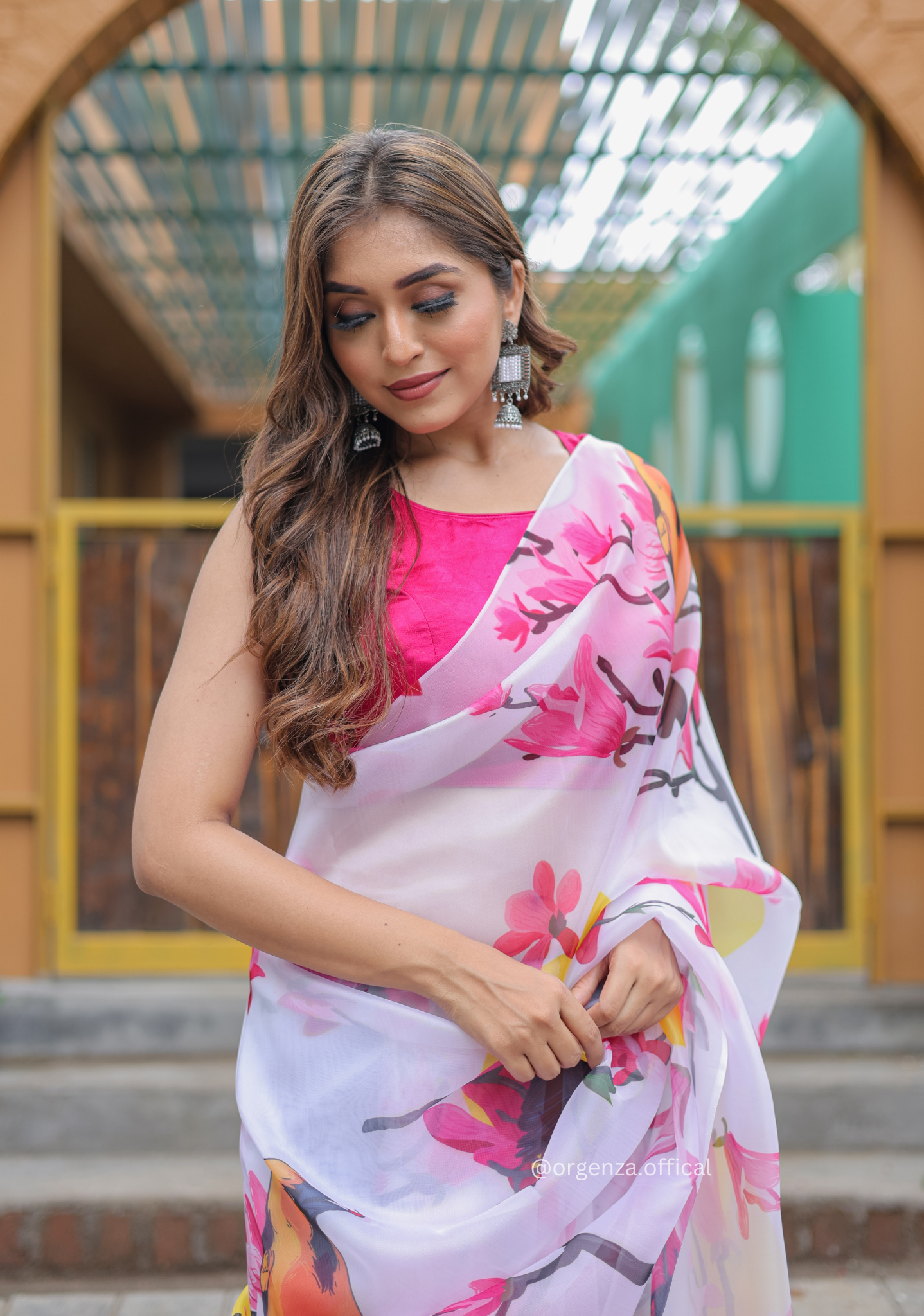 White Colour Digital Print Saree - Orgenza Store - digisoch