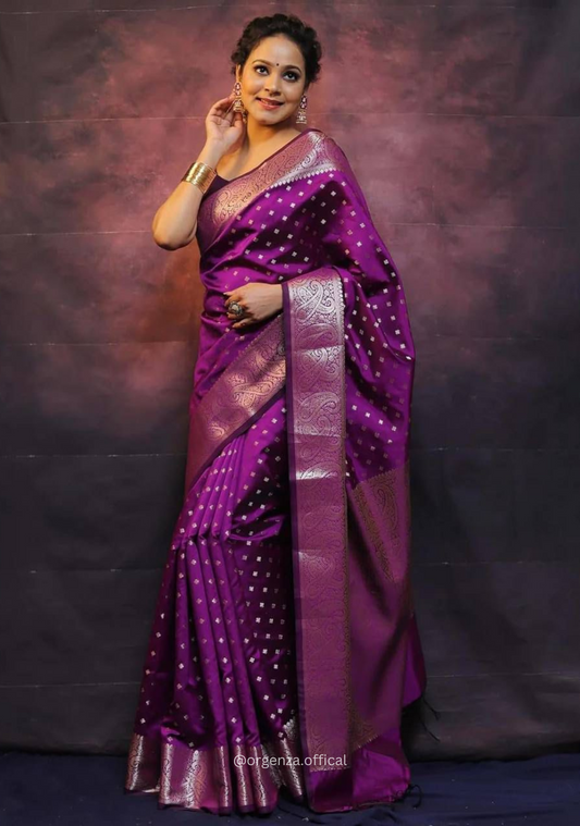 Lichi Silk Saree With Jacquard Zari Work