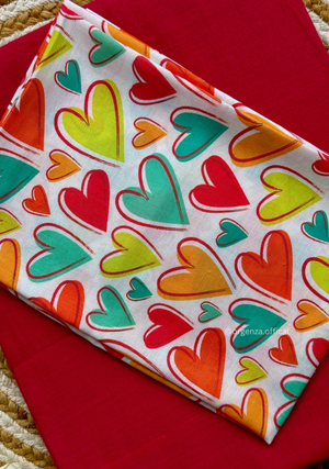 Pink Colour Cotton Saree With Heart Print Blouse - Orgenza Store - digisoch