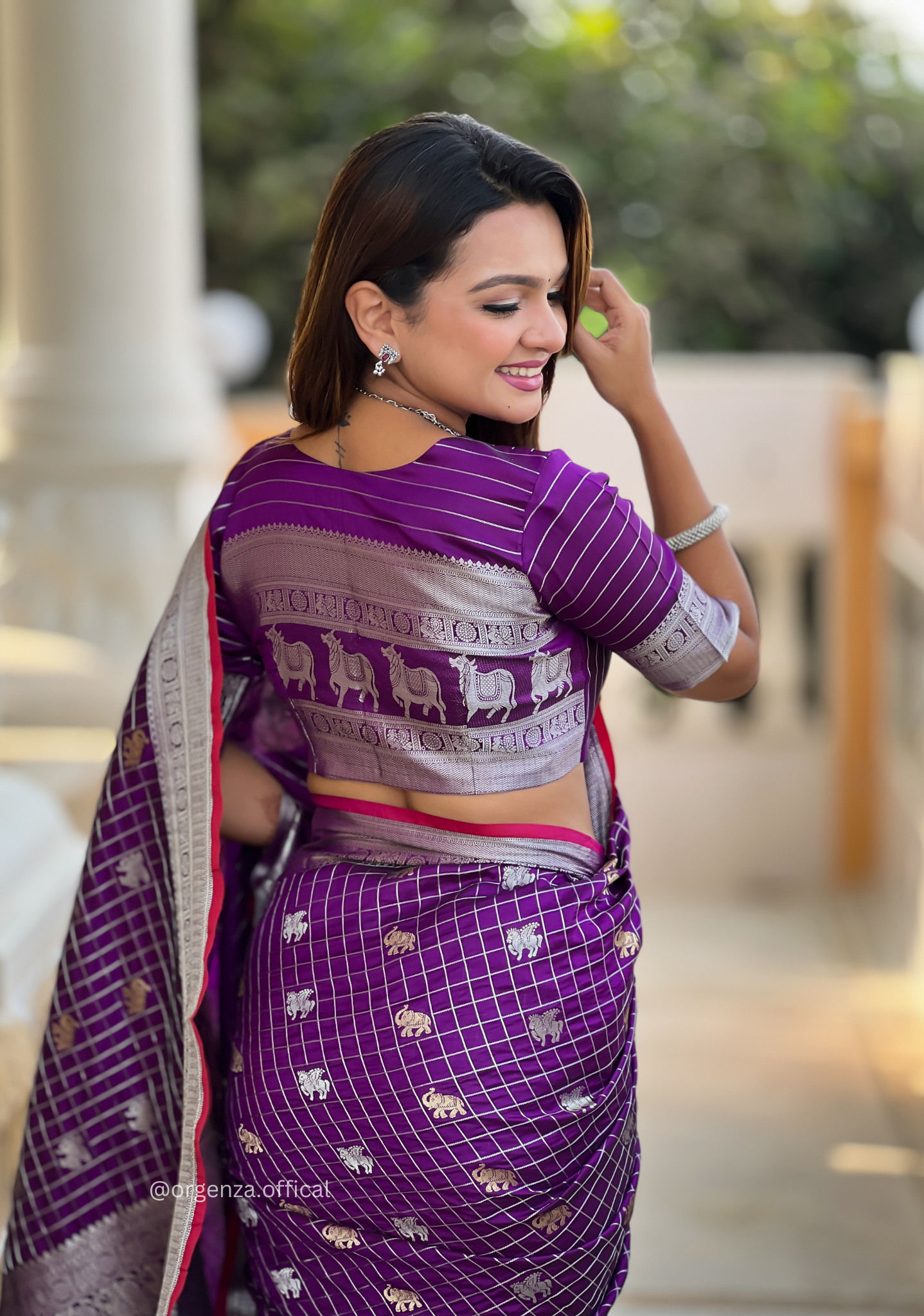 Purple Colour Silk Saree With Gold And Silver Zari - Orgenza Store