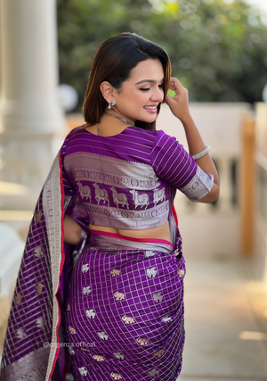 Purple Colour Silk Saree With Gold And Silver Zari - Orgenza Store