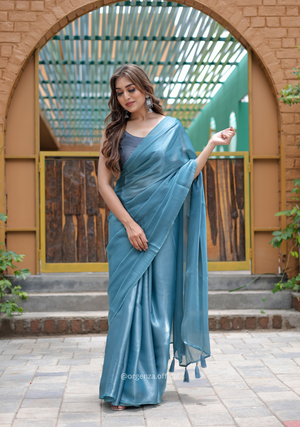 Plain Rama Colour Jimmy Choo Saree - Orgenza Store