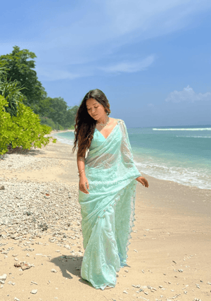 Georgette Silk Saree With Embridoery Work - Orgenza Store - digisoch