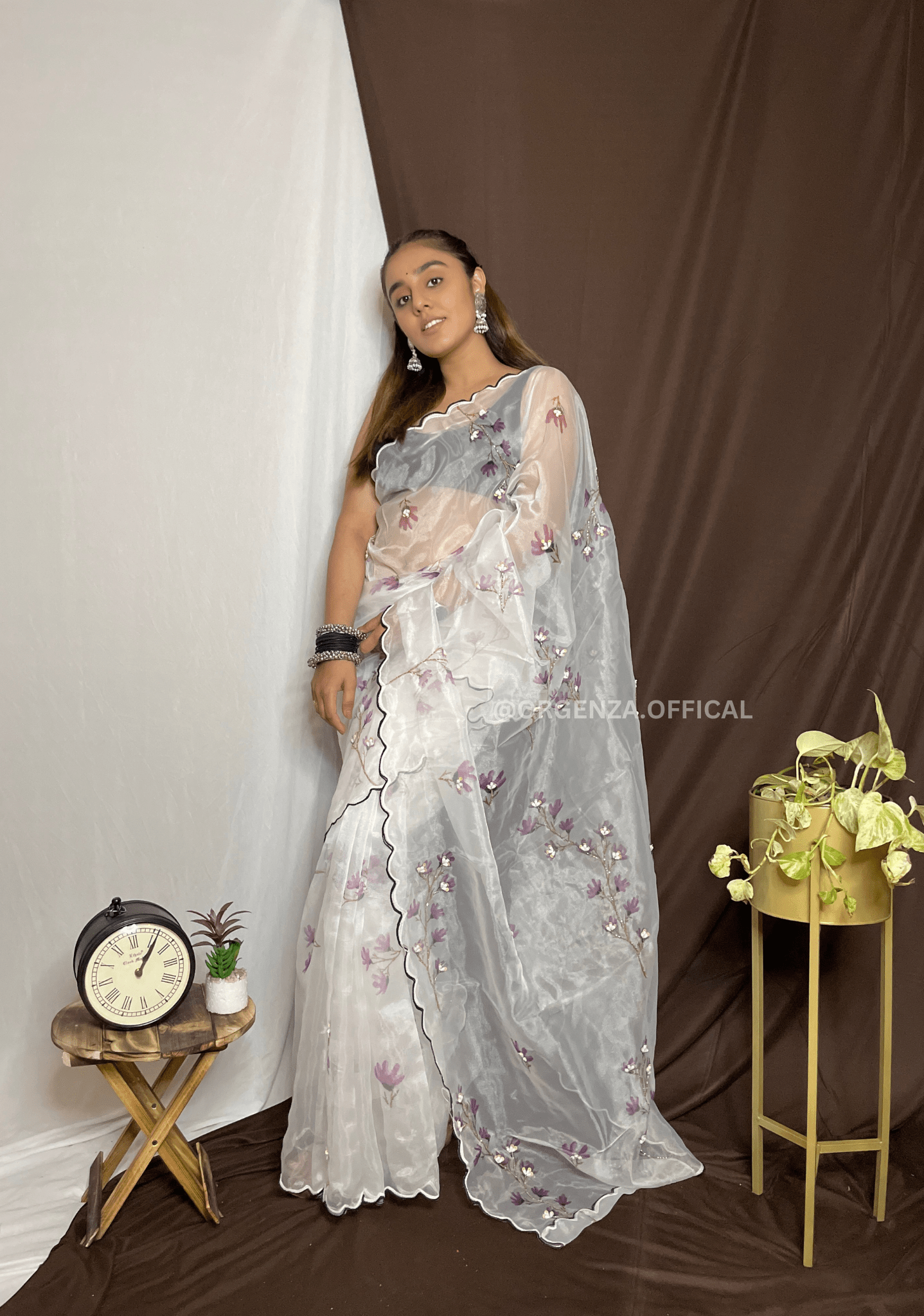 Organza Saree With Khatli Work - Orgenza Store - digisoch