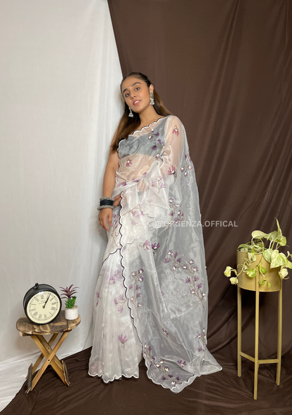 Organza Saree With Khatli Work - Orgenza Store
