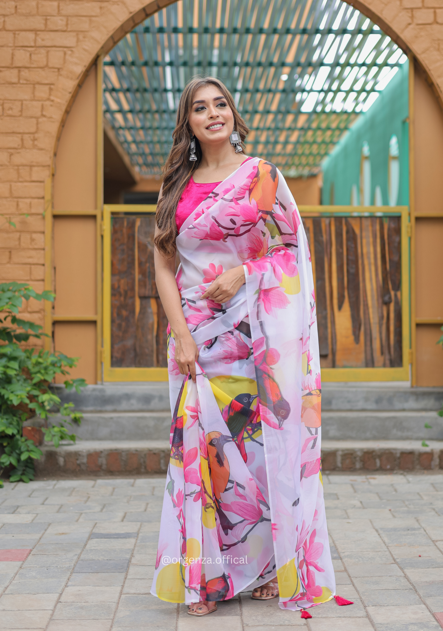 White Colour Digital Print Saree - Orgenza Store - digisoch