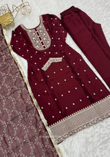 Rangoli Fabric Straight Fit Kurta With Dupatta Set