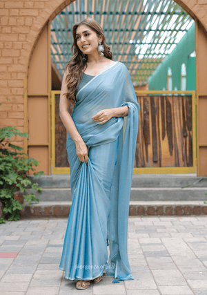 Plain Sky Colour Lining Sitara Georgette Saree - Orgenza Store - digisoch