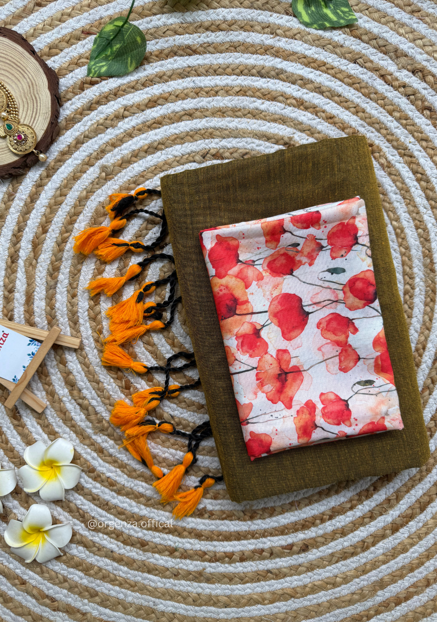 Mustard Yellow Colour Cotton Saree With Tulip Print Blouse