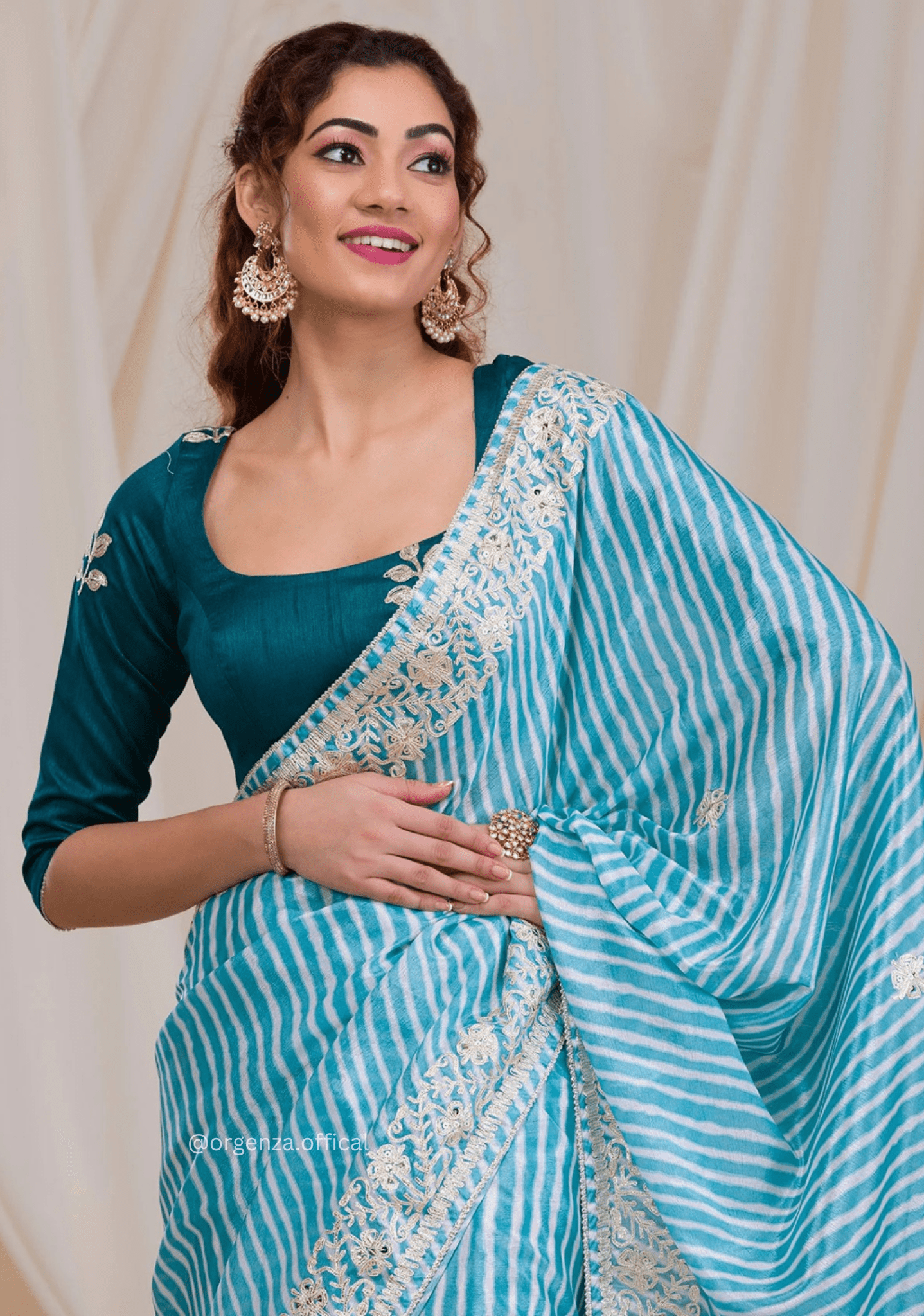 Rama Colour Chinnon Digital Print Saree - Orgenza Store - digisoch