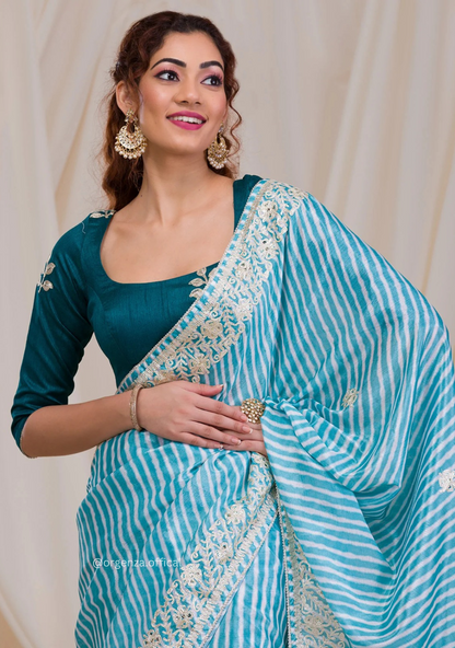 Rama Colour Chinnon Digital Print Saree