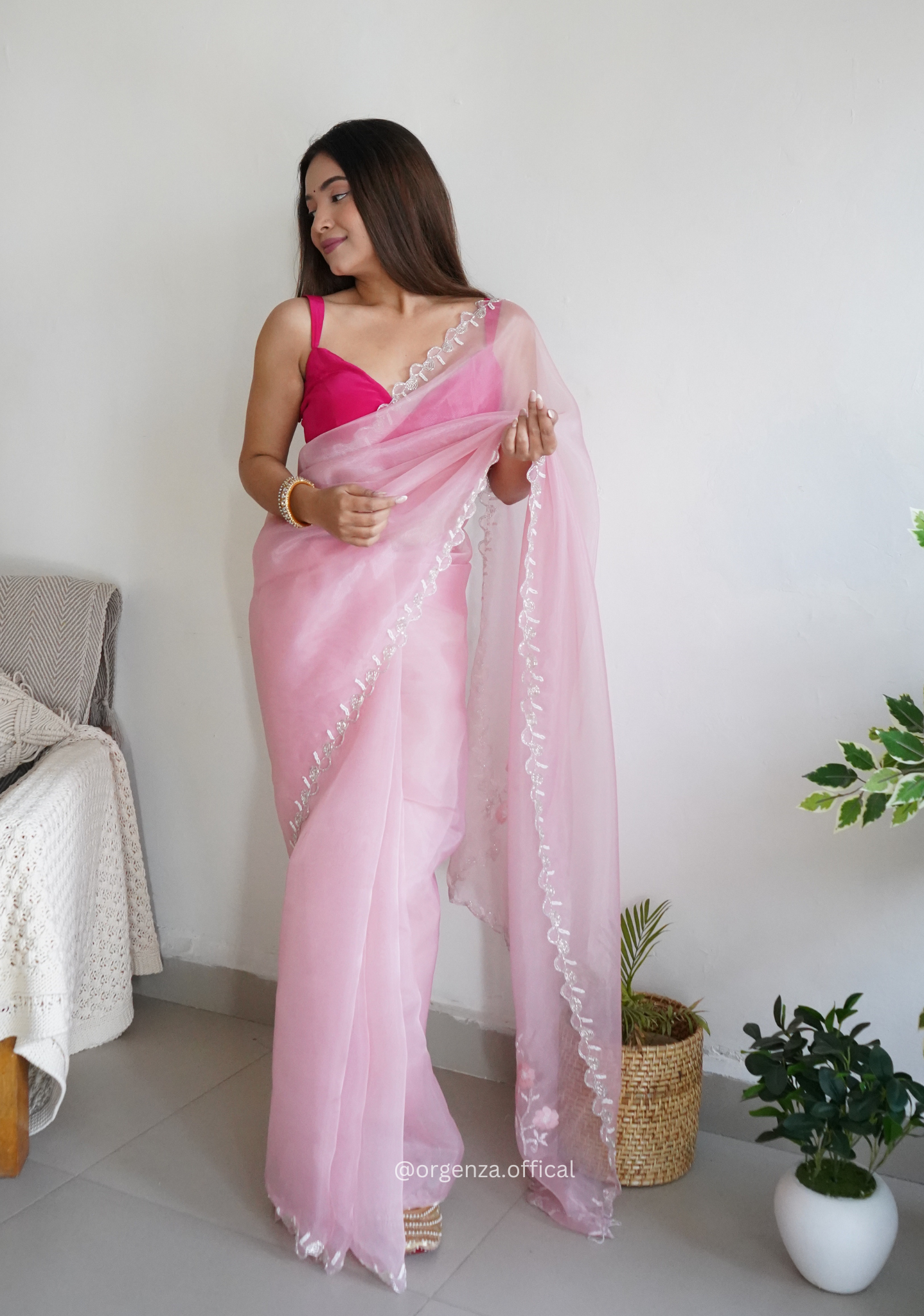 Peach Organza With Jardoshi And Khatli Work