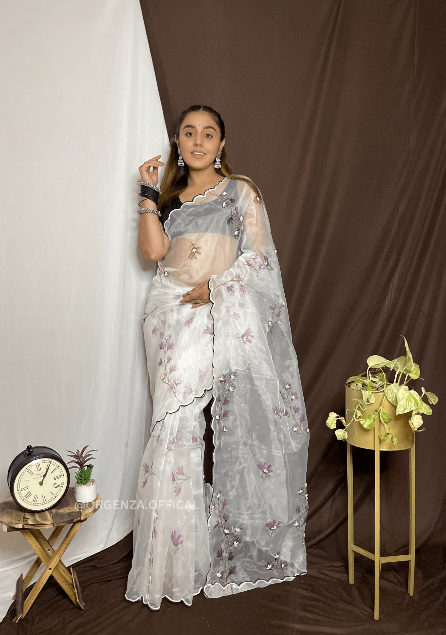 Organza Saree With Khatli Work - Orgenza Store - digisoch